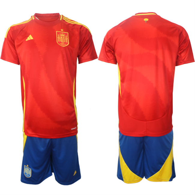 Men's Spain Team UEFA Euro 2024 Red Home Soccer Jersey Suit